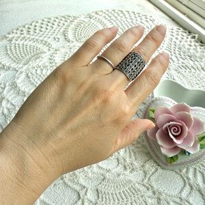 Art Deco Style Sterling Silver Wide Cigar Band Ring | Size 6